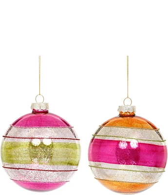 Mark Roberts Holiday Collection 6-Piece Assorted Pastel Striped Ball Ornament Set