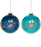 Mark Roberts Holiday Collection 6-Piece Assorted Peacock Ball Ornament Set