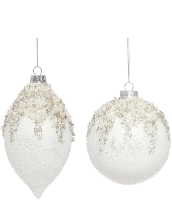 Mark Roberts Holiday Collection 6-Piece Assorted Pearlized Glittered Ornament Set