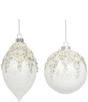 Mark Roberts Holiday Collection 6-Piece Assorted Pearlized Glittered Ornament Set