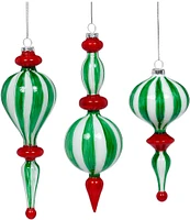 Mark Roberts Holiday Collection 6-Piece Assorted Peppermint Glass Finial Ornament Set