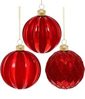 Mark Roberts Holiday Collection 6-Piece Assorted Shiny Embossed Ornament Set