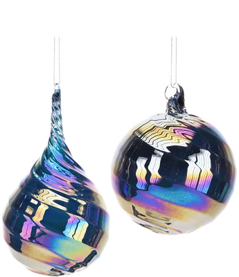 Mark Roberts Holiday Collection 6-Piece Assorted Shiny Glass Ornament Set