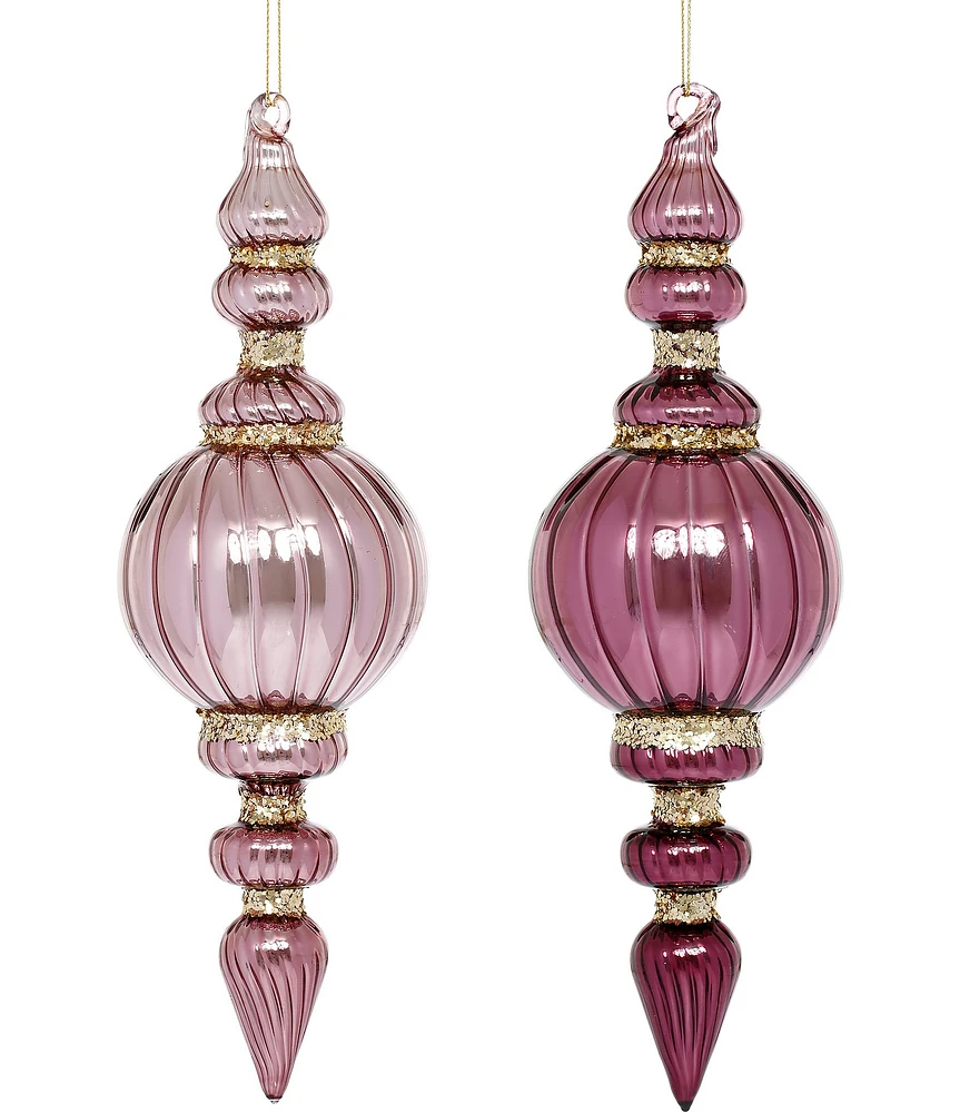 Mark Roberts Holiday Collection -Piece Assorted Shiny Swirl Finial Ornament Set