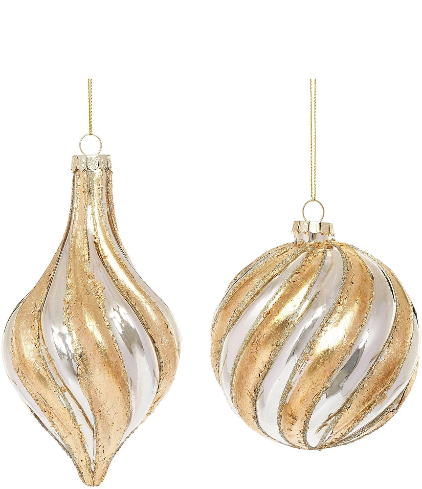 Mark Roberts Holiday Collection 6-Piece Assorted Spiral Shiny Ornament Set