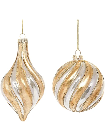 Mark Roberts Holiday Collection 6-Piece Assorted Spiral Shiny Ornament Set