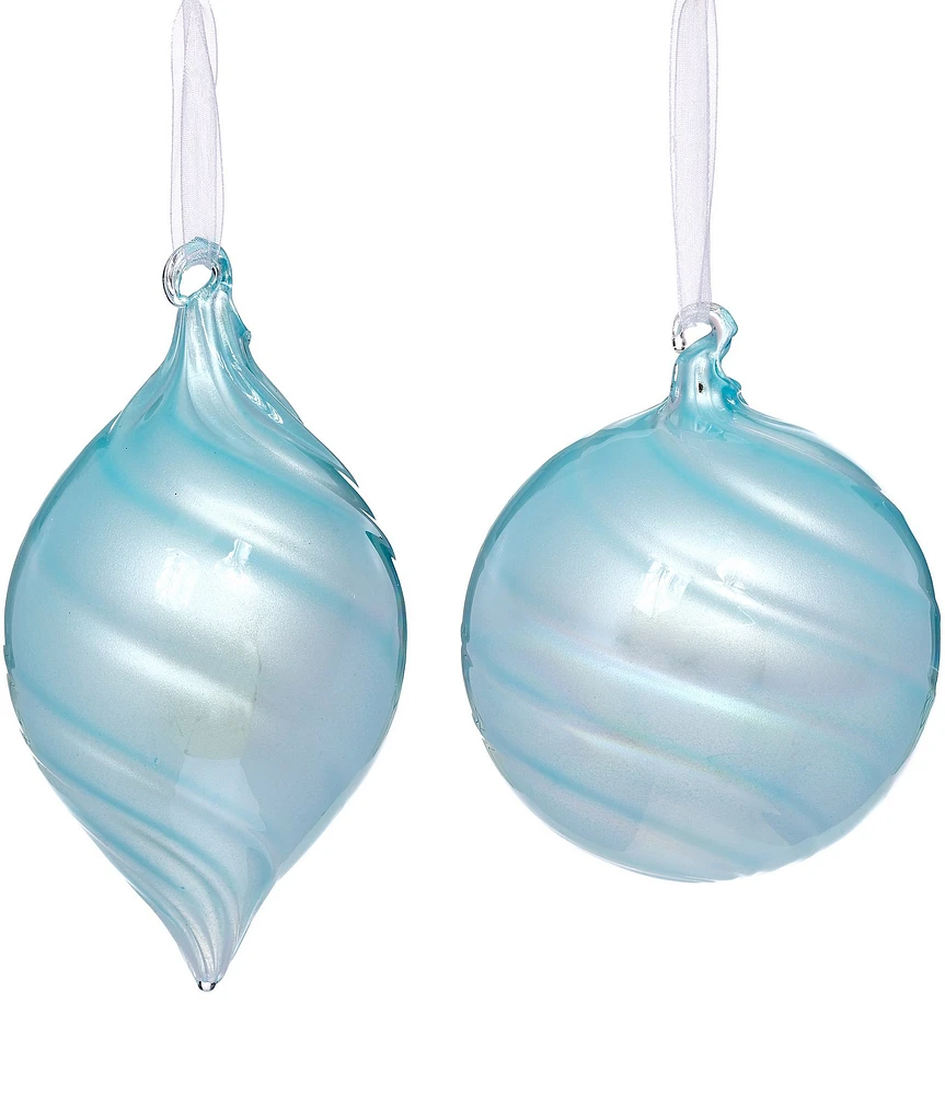 Mark Roberts Holiday Collection 6-Piece Assorted Swirl Teardrop Ball Ornament Set