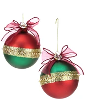 Mark Roberts Holiday Collection 6-Piece Assorted Traditional Ribbon Ball Ornament Set