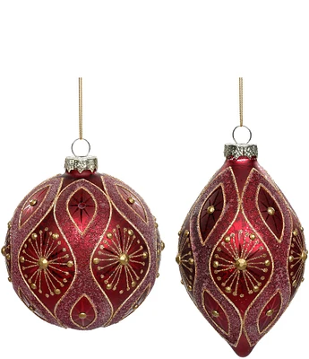 Mark Roberts Holiday Collection 6-Piece Assorted Vintage Glitter Ornament Set