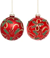 Mark Roberts Holiday Collection 6-Piece Poinsettia Jewell Ball Ornament Set