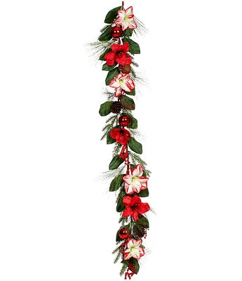 Mark Roberts Holiday Collection Amaryllis Pine Cone 6-ft. Garland