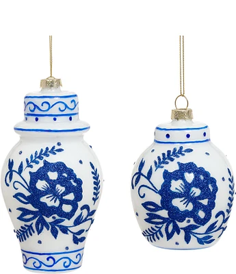 Mark Roberts Holiday Collection Assorted Blue and White Floral Jar Ornament, Set of 12