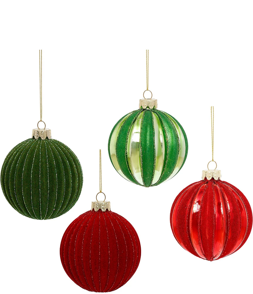 Mark Roberts Holiday Collection Assorted Christmas Fluted Ball Ornament Set, Set of 12