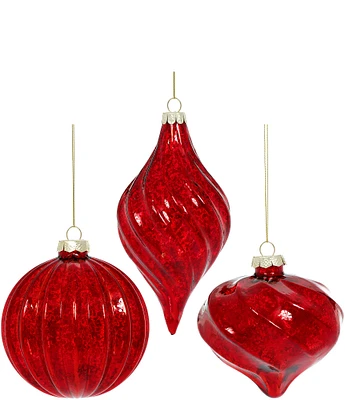 Mark Roberts Holiday Collection Assorted Crackled Fluted Ornament Set, Set of 6