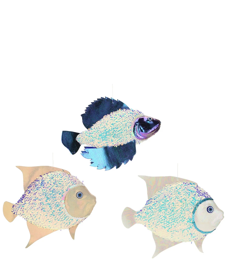 Mark Roberts Holiday Collection Assorted Glittered Fish Ornament Set, Set of 6