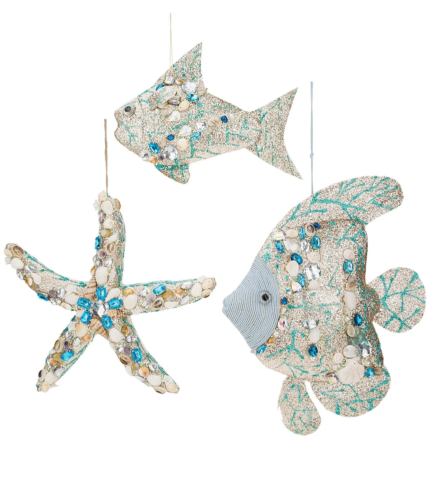 Mark Roberts Holiday Collection Assorted Jewels of the Sea 3-Piece Ornament Set, Large