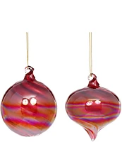 Mark Roberts Holiday Collection Assorted Marbled Raspberry Glass Ornament Set, Set of 12