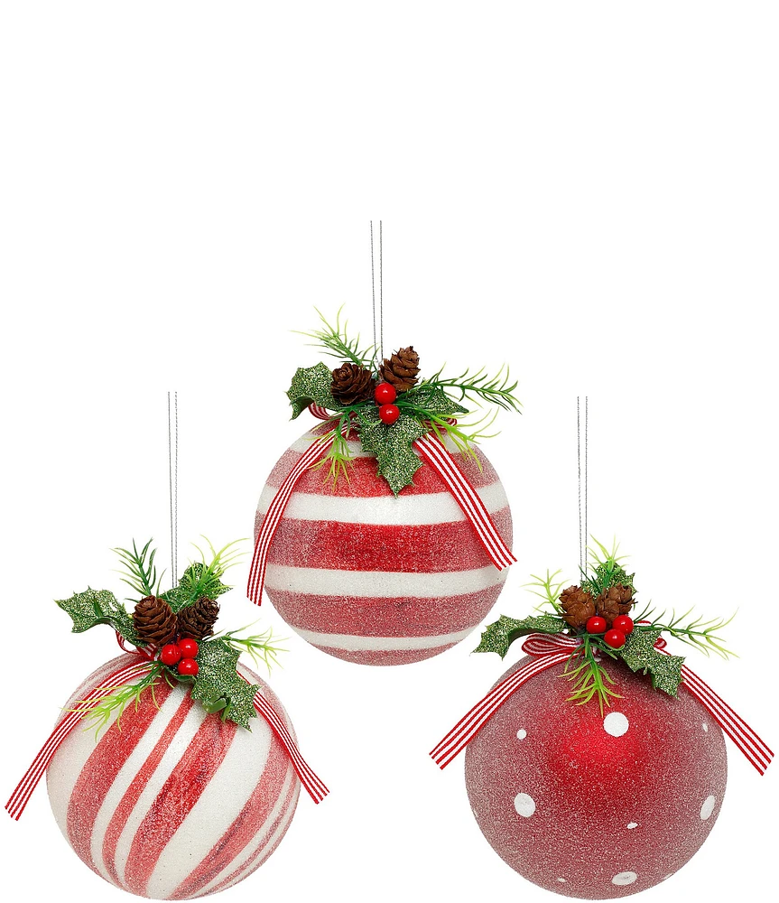 Mark Roberts Holiday Collection Assorted Peppermint Ball Ornament Set, Set of 6