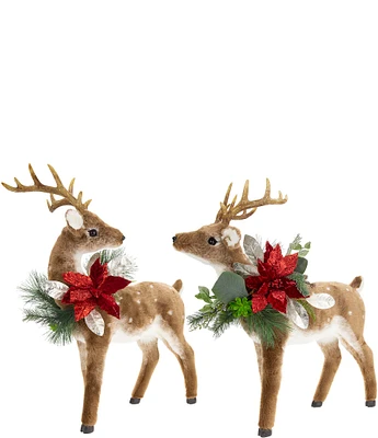 Mark Roberts Holiday Collection Bambi Deer with Red Wreath Figurine Set, Set of 2