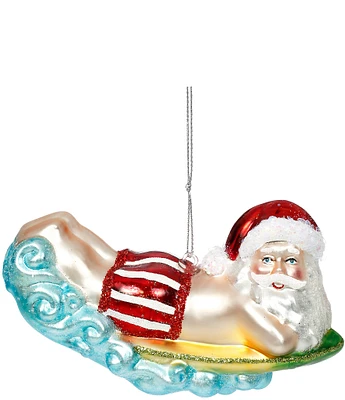 Mark Roberts Holiday Collection Beach Santa with Surfboard Glass Ornament, Set of 6