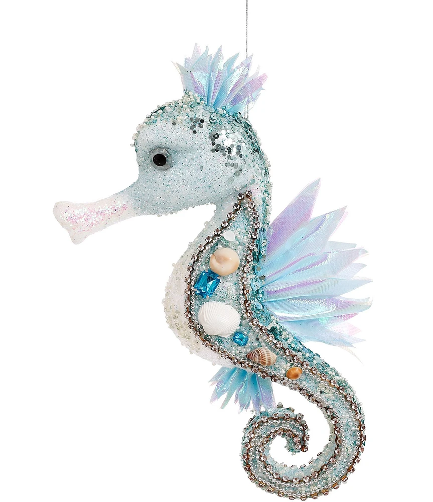 Mark Roberts Holiday Collection Beaded Seahorse Ornament Set of 4, Large