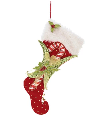 Mark Roberts Holiday Collection Candy Cane Holly Stocking