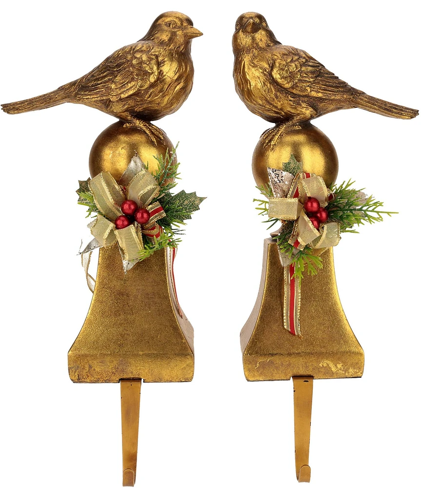 Mark Roberts Holiday Collection Christmas Trimmed Bird Stocking Holder, Assortment of 2