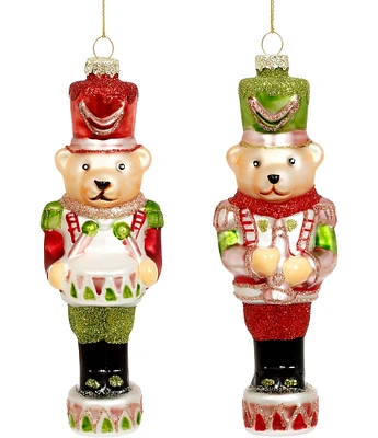 Mark Roberts Holiday Collection Drummer Bear Assorted Glass Ornament, Set of 12