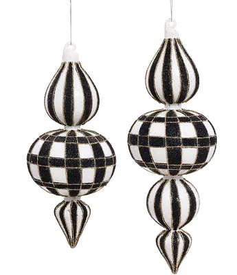 Mark Roberts Holiday Collection Elegant Fancy Stripes Finial Ornament, Set of 4