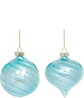 Mark Roberts Holiday Collection Elegant Swirl Turquoise Glass Ornament, Set of 12