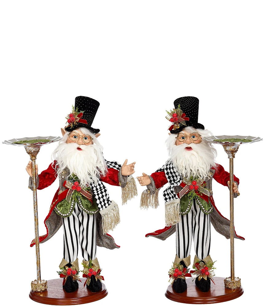 Mark Roberts Holiday Collection Elves with Candleholder Figurine Set, Set of 2