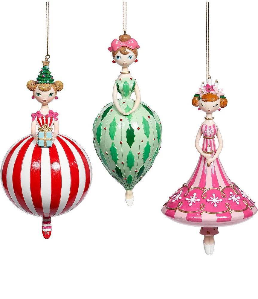 Mark Roberts Holiday Collection Festive Girls Ornament, Assortment of 3