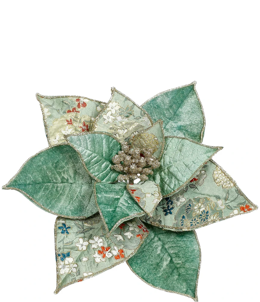 Mark Roberts Holiday Collection Glittered Pattern Poinsettia Clip, Set of 12