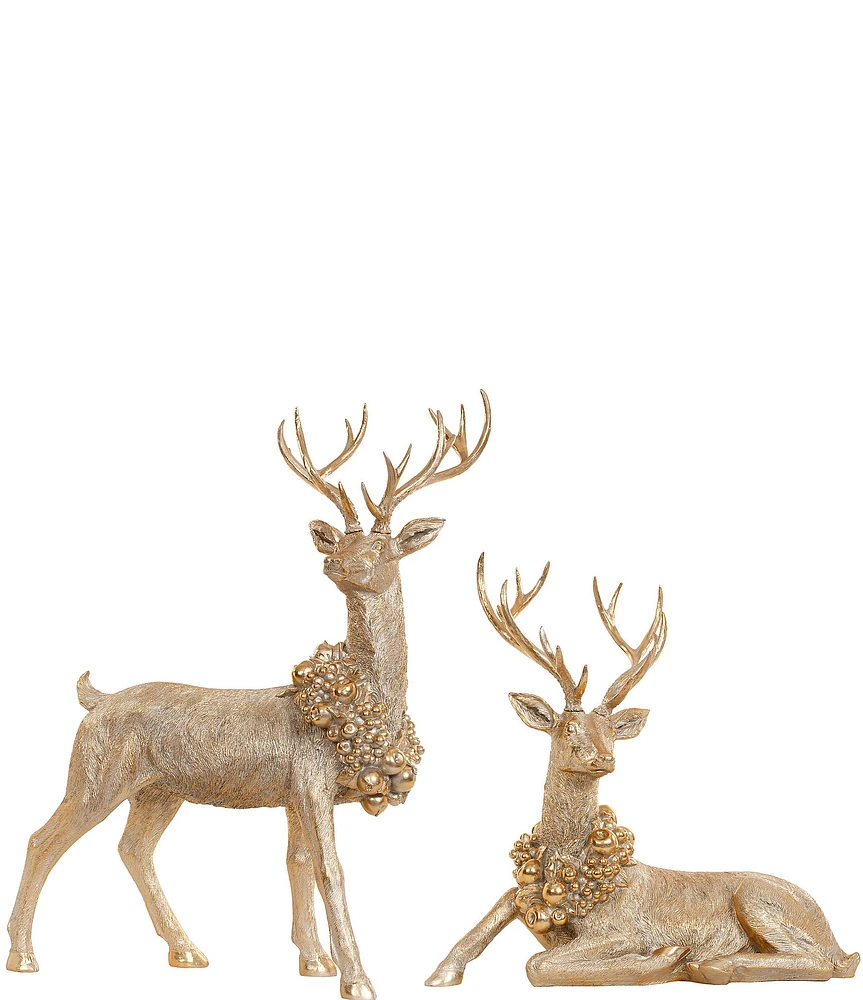 Mark Roberts Holiday Collection Grand Dlarobba Gold Deer Figurines, Set of 2