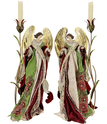 Mark Roberts Holiday Collection Guardian Angel Candle Holder Set, Set of 2