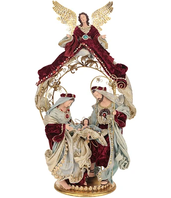 Mark Roberts Holiday Collection Holy Family with Angel on Creche Wood Stand Figurine