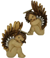 Mark Roberts Holiday Collection Jeweled Angelic Cherubs Figurine Set, Set of 2