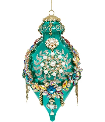 Mark Roberts Holiday Collection King's Jewel Fancy Finial Teal Glass Ornament