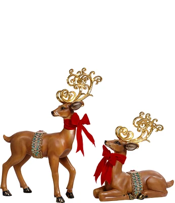 Mark Roberts Holiday Collection LED Lighted Antler Deer Figurine , Set of 2