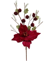 Mark Roberts Holiday Collection Poinsettia and Pinecone Spray Pick, Set of 12