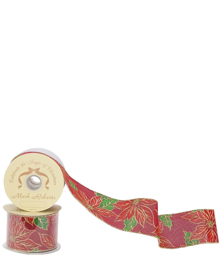 Mark Roberts Holiday Collection Poinsettia Christmas 15-ft. Ribbon