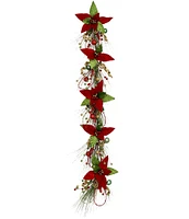 Mark Roberts Holiday Collection Red Poinsettia Garland, Set of 2