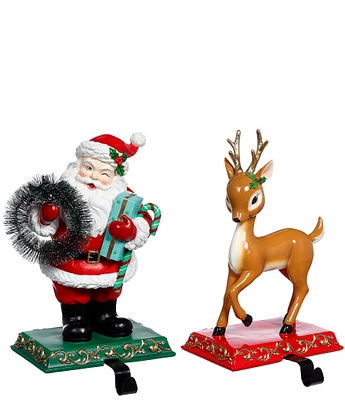 Mark Roberts Holiday Collection Santa and Deer Stocking Holder, Assortment of 2