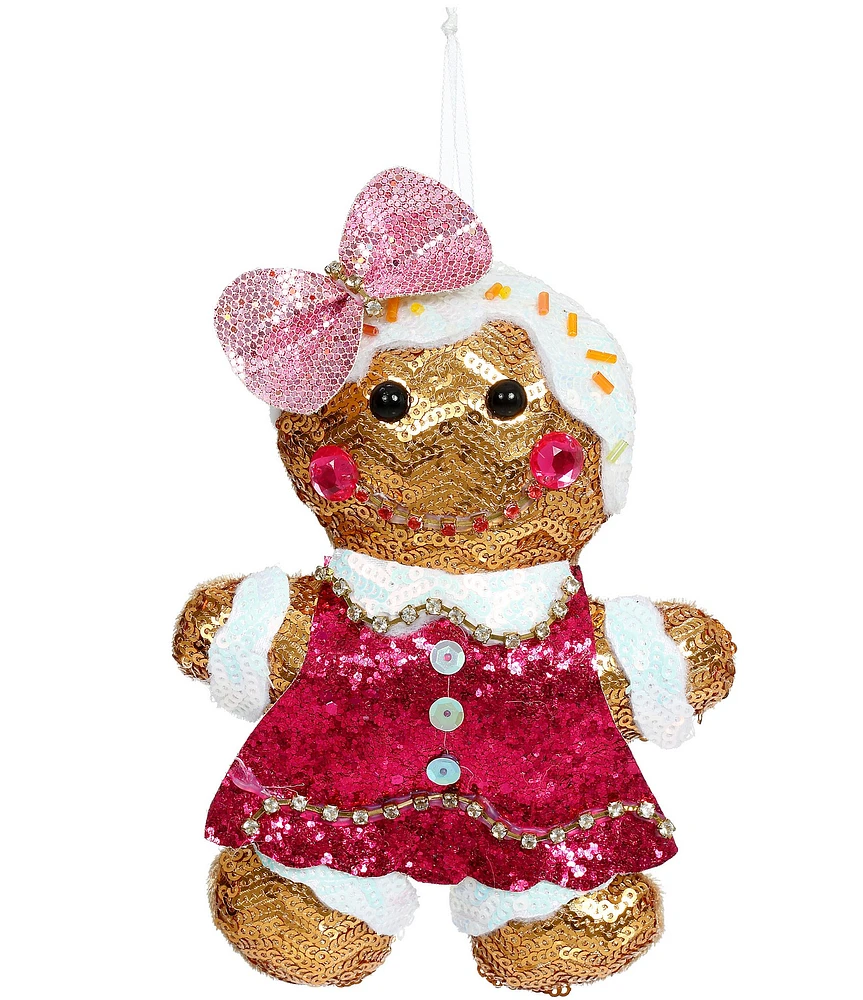 Mark Roberts Holiday Collection Sequin Gingerbread Girl Ornament Set, Set of 12