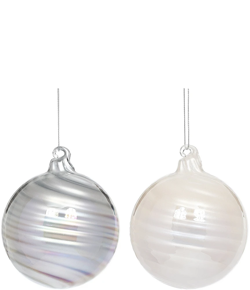 Mark Roberts Holiday Collection Shiny Striped Ball Assorted Glass Ornament, Set of 6