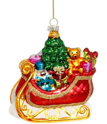 Mark Roberts Holiday Collection Sleight with Toys Glass Ornament, Set of 6