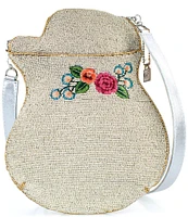 Mary Frances Metallic Melody Beaded Floral Guitar Crossbody Bag