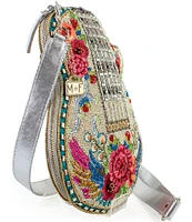 Mary Frances Metallic Melody Beaded Floral Guitar Crossbody Bag