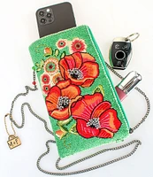 Mary Frances Poppy Field Beaded Crossbody Phone Bag