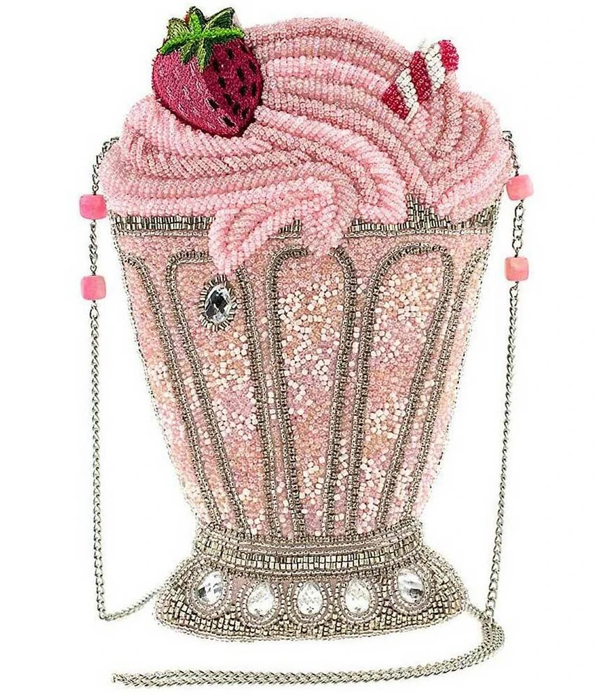 Mary Frances Shake It Up Strawberry Milkshake Beaded Crossbody Bag